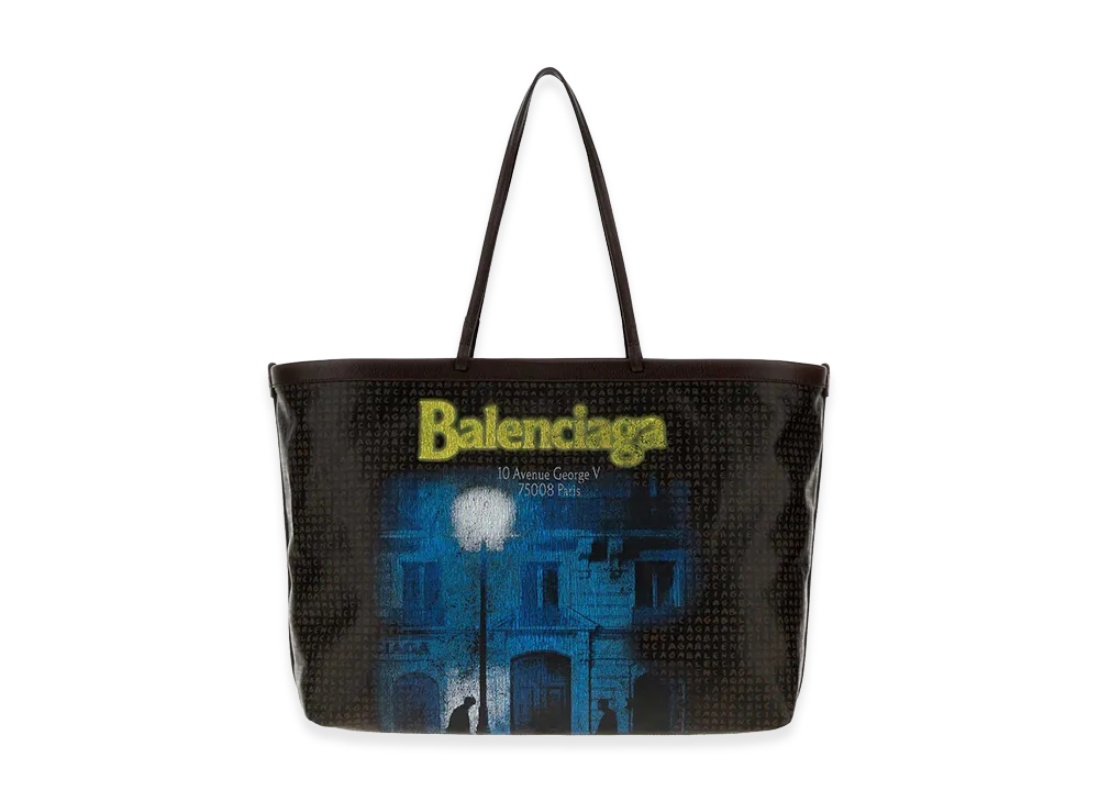 BALENCIAGA Women's Printed Canvas Tote Select Shopping Bag "Black"