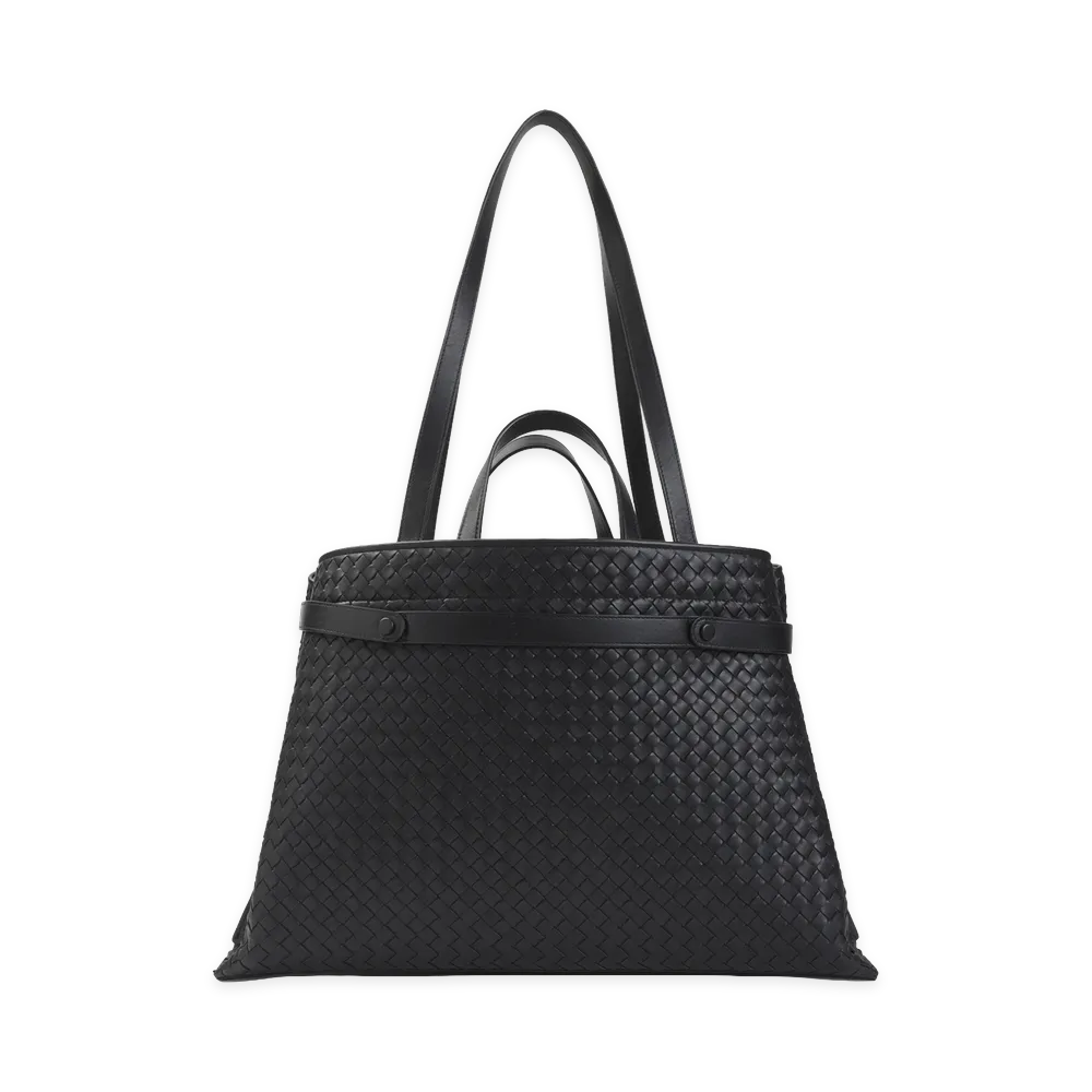 Bottega Veneta Intreccio Leather Shoulder Bag "Black"