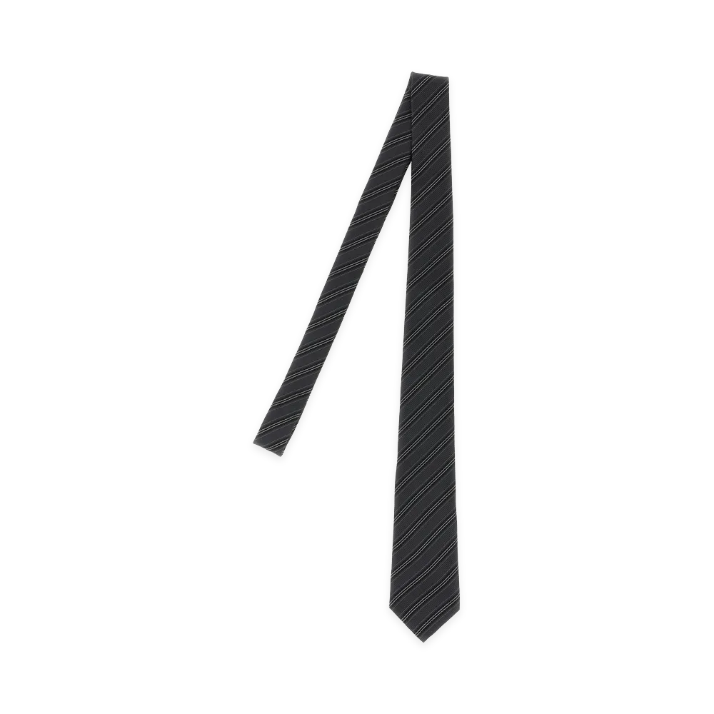 Saint Laurent Striped Tie "Gray"