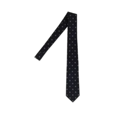 Saint Laurent Embroidered Jacquard Tie "Blue"