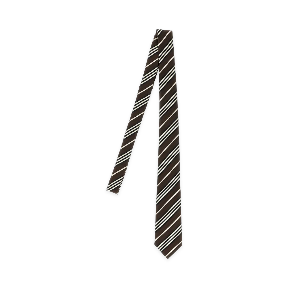 Saint Laurent Diagonal Striped Tie "Brown"
