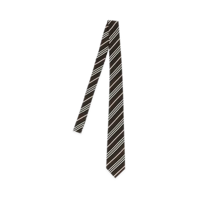 Saint Laurent Diagonal Striped Tie "Brown"