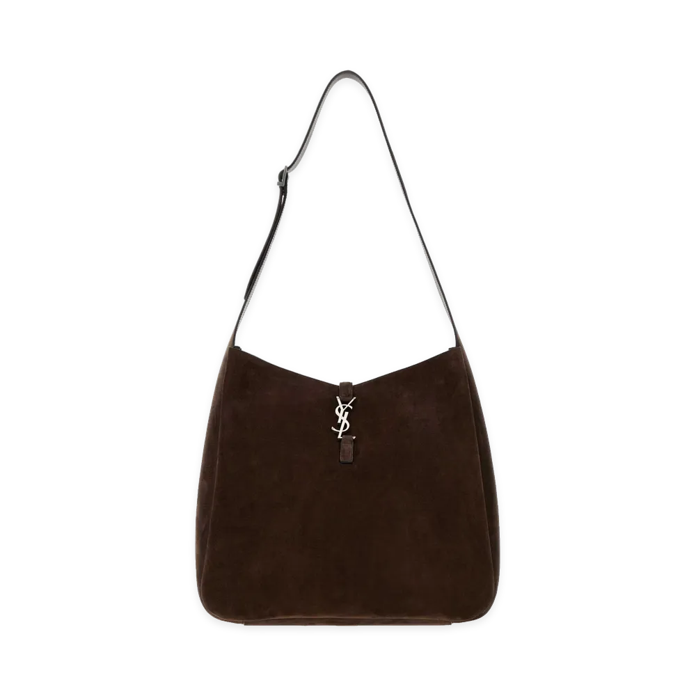 Saint Laurent LE 5 À 7 Maxi Hobo Bag In Suede "Dark Brown"