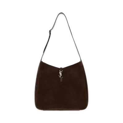 Saint Laurent LE 5 À 7 Maxi Hobo Bag In Suede "Dark Brown"