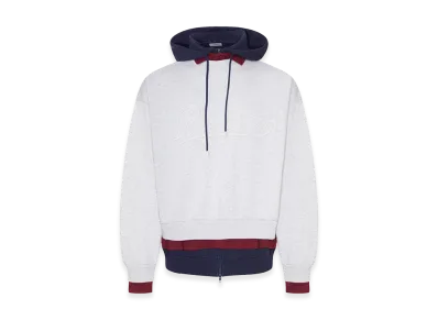 BALENCIAGA Layered Dry Molleton Hoodie With Frayed Lettering "Heather Gray"