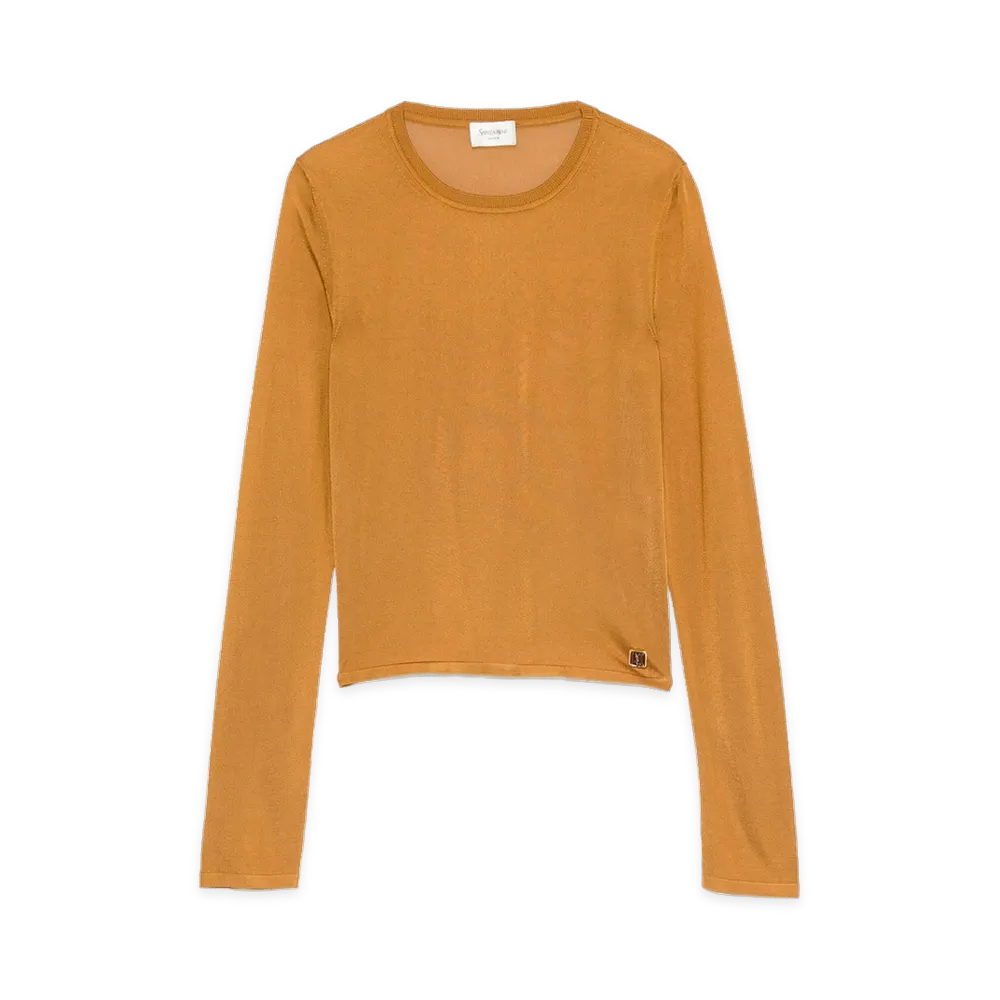 Saint Laurent Women's Cassandra Sheer Top "Orange"