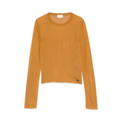 Saint Laurent Women's Cassandra Sheer Top "Orange"