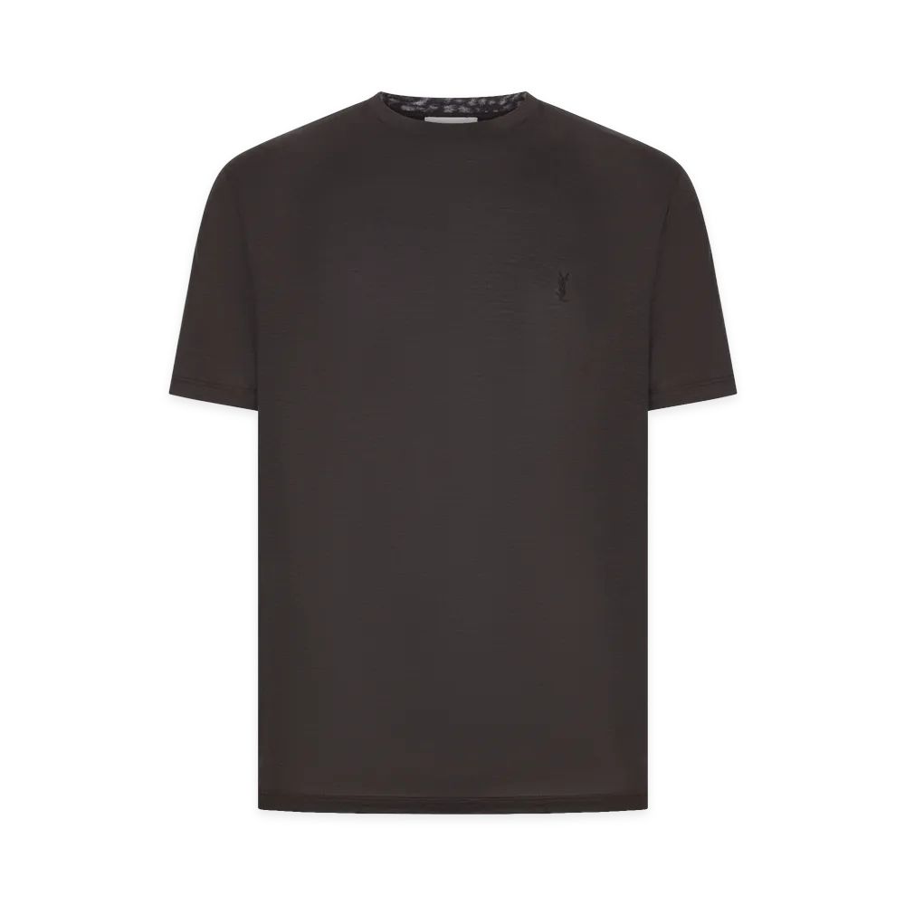 Saint Laurent Cassandre T-Shirt in Silk and Cotton "Black"
