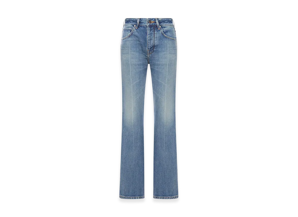 BALENCIAGA Women's Medium Wash Denim Flare Jeans "Blue"