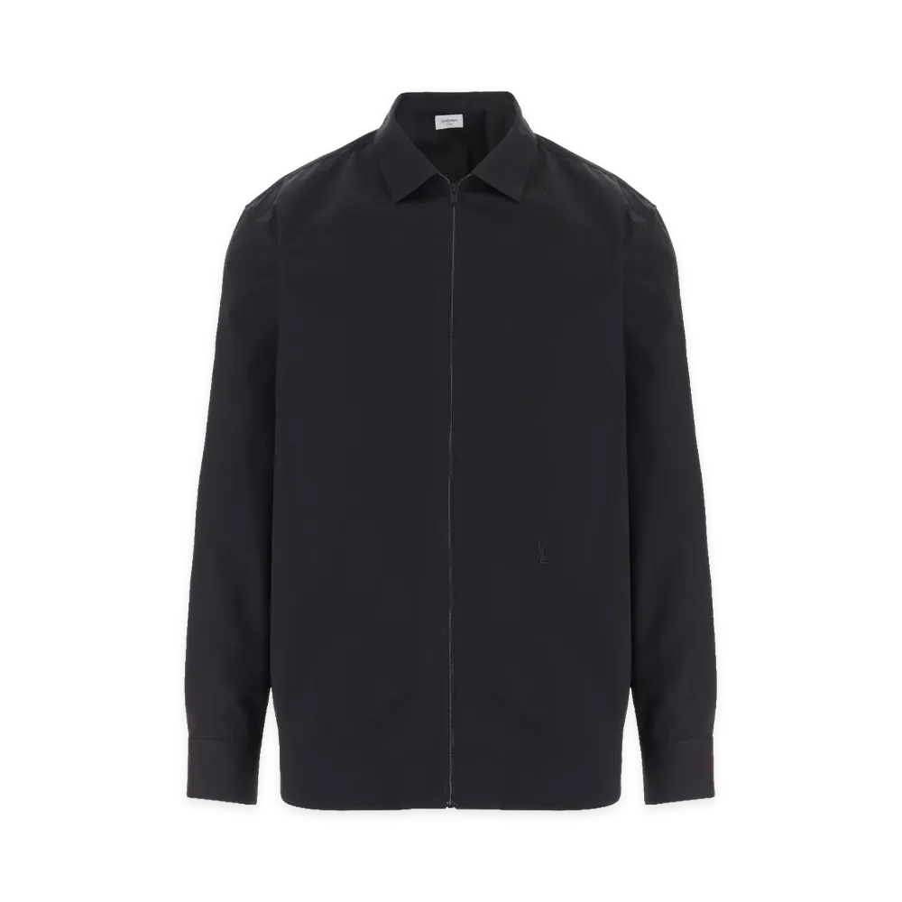 Saint Laurent Zip-Front Cotton Shirts "Black"
