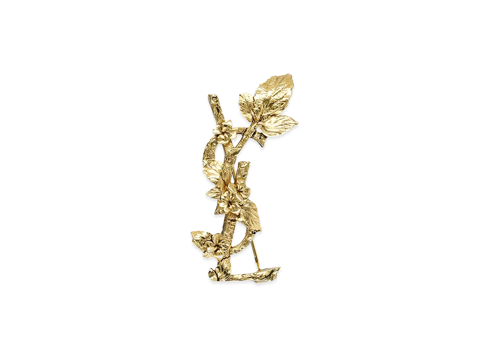 Saint Laurent Women's Cassandre Hydrangea Brooch In Metal "Gold"