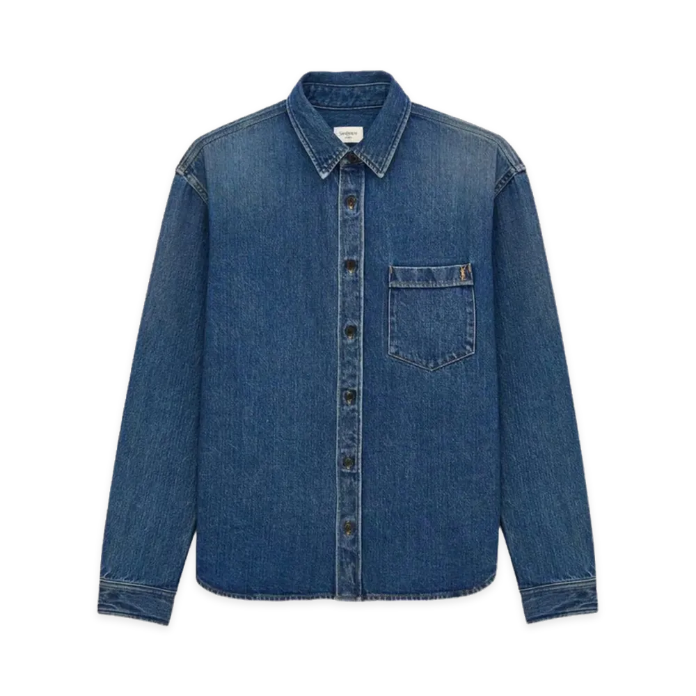 Saint Laurent Cassandra Denim Shirt "Reef Blue"