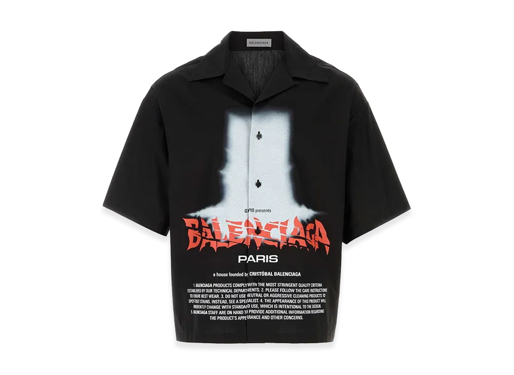 BALENCIAGA Poplin Short Sleeve Shirt "Black"