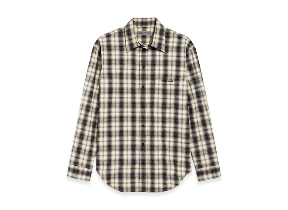 BALENCIAGA Regular Fit Shirt In Check Cotton Flannel "White/Black"