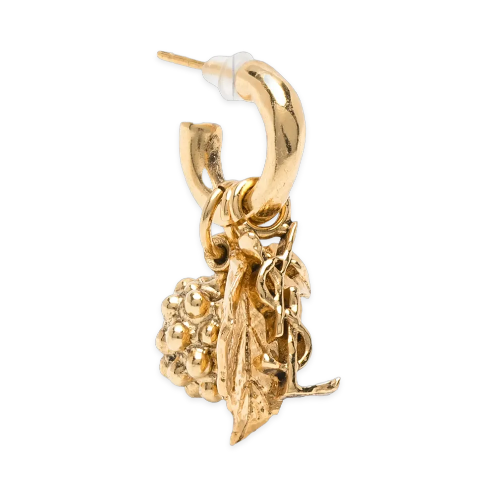 Saint Laurent Women's Cassandra Berry Charm Hoop Earrings "Gold"