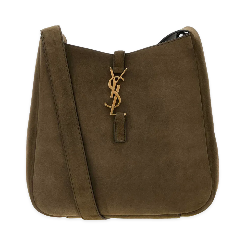 Saint Laurent Women's Suede Le 5 A 7 Crossbody Bag "Green/Mud"