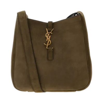 Saint Laurent Women's Suede Le 5 A 7 Crossbody Bag "Green/Mud"