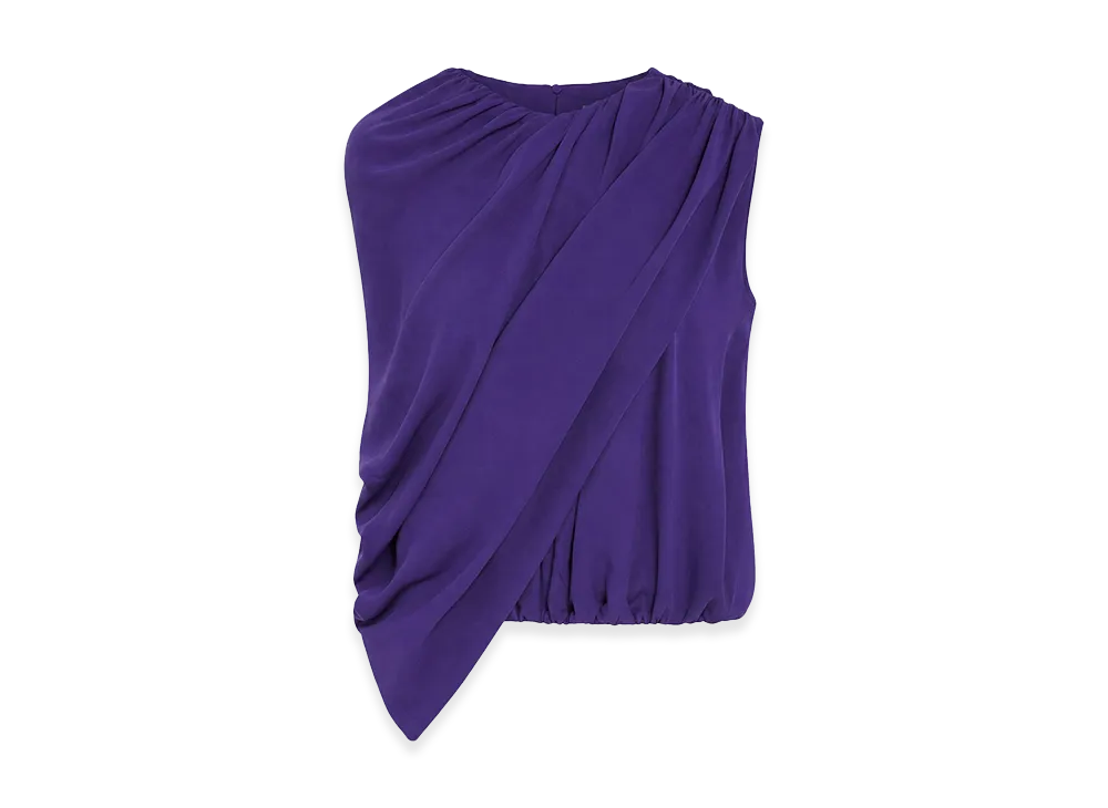 BALENCIAGA Women's Silk Cady Cape Top "Purple"