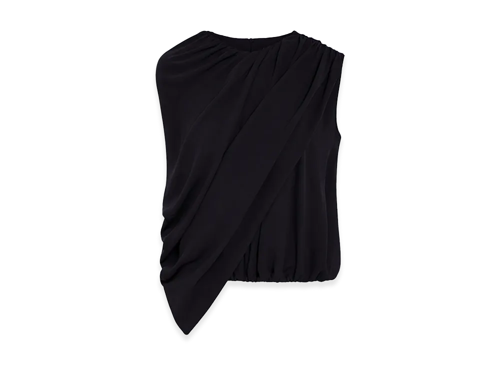BALENCIAGA Women's Silk Cady Cape Top "Black"