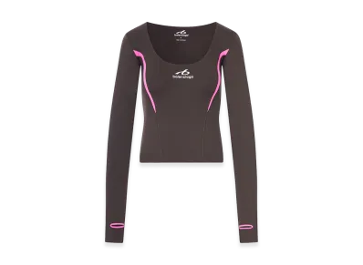 BALENCIAGA Women's Techwear Long-Sleeved Top in Technical Fabric "Brown"