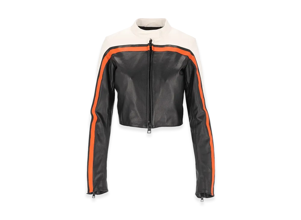 BALENCIAGA Women's Fitted Leather Biker Jacket "Black"