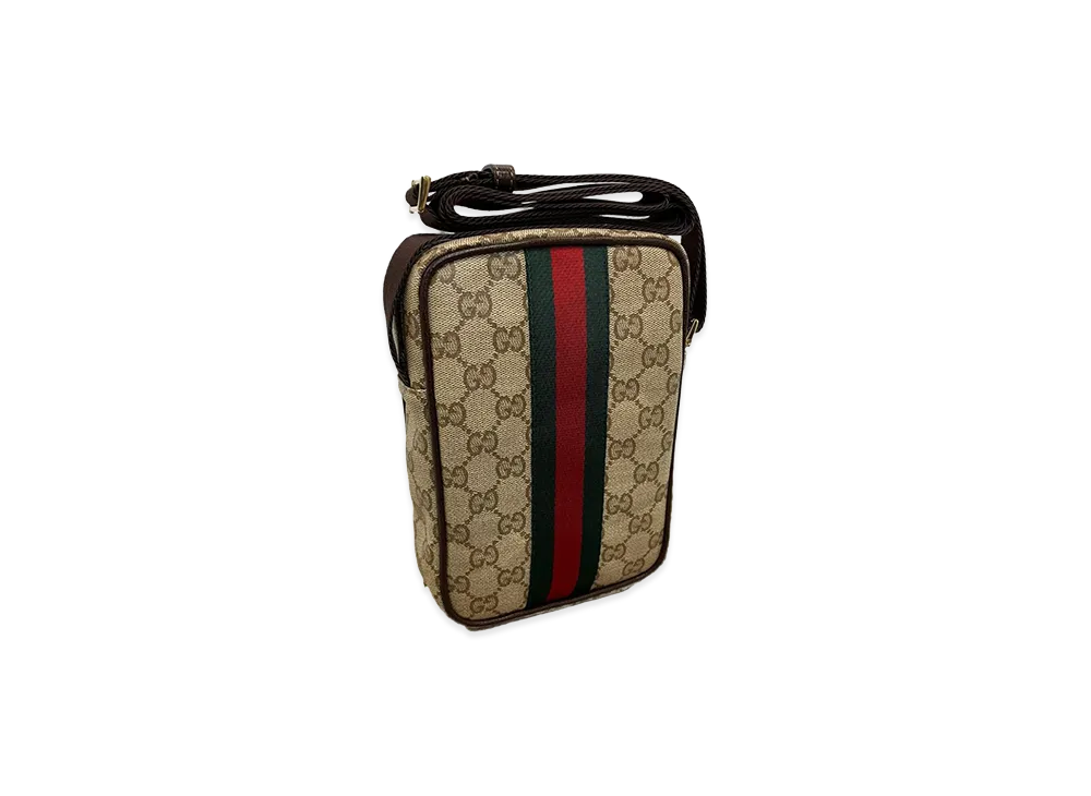 GUCCI GG Coated Web Crossbody Bag "Brown"