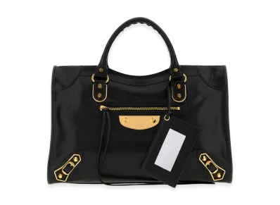 BALENCIAGA Women's Leather Medium Le City Uptown Handbag "Black"