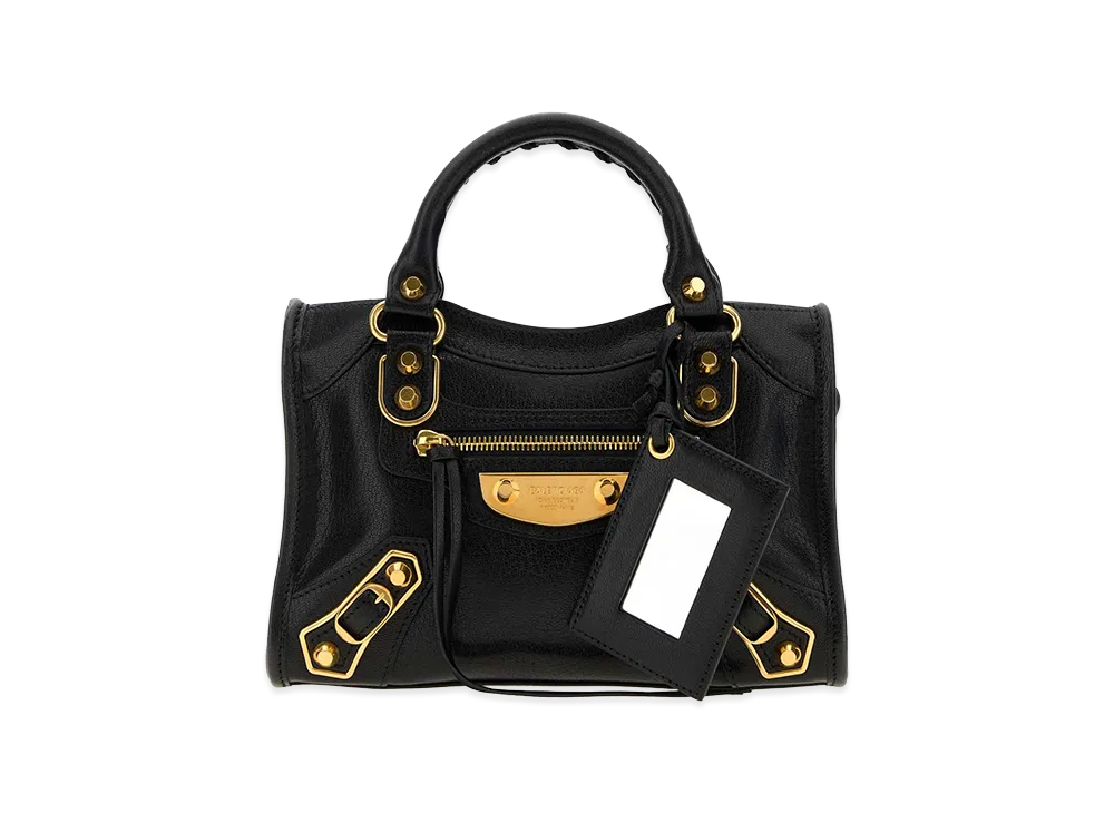BALENCIAGA Women's Leather Mini Le City Uptown Handbag "Black"