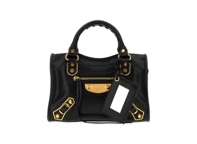 BALENCIAGA Women's Leather Mini Le City Uptown Handbag "Black"