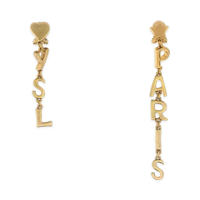 Saint Laurent Women's Metal YSL Pari Earrings "Or1Npatine/Gold"