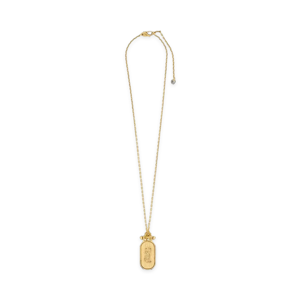 Saint Laurent Cassandre Tablet Necklace In Metal "Gold"