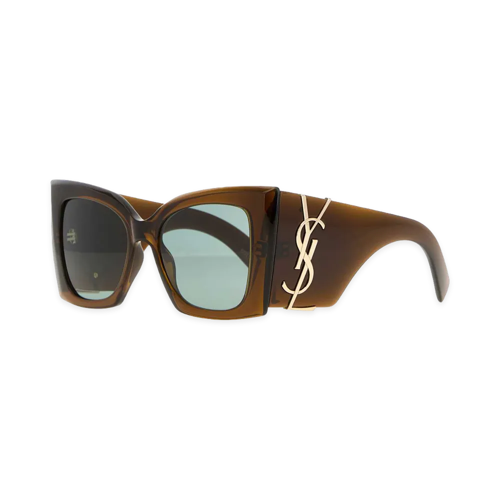 Saint Laurent Women's SL M119 Blaze Crystal Sunglasses "Clear Khaki"