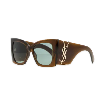 Saint Laurent Women's SL M119 Blaze Crystal Sunglasses "Clear Khaki"