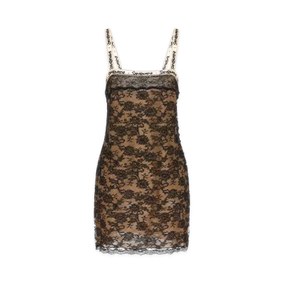 Saint Laurent Women's Lace Slip Dress "Black"
