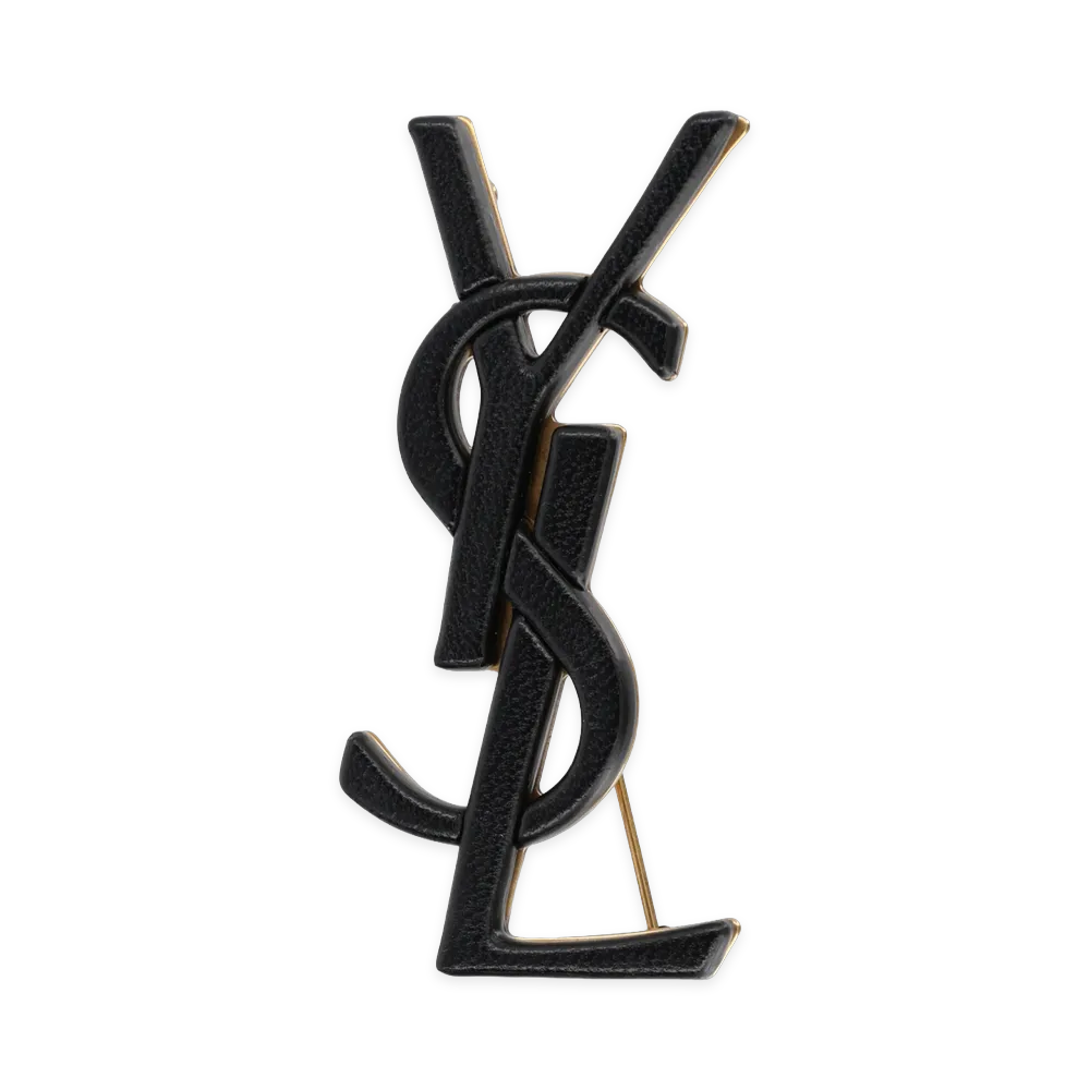 Saint Laurent Women's Cassandre Brooch In Leather "Black"
