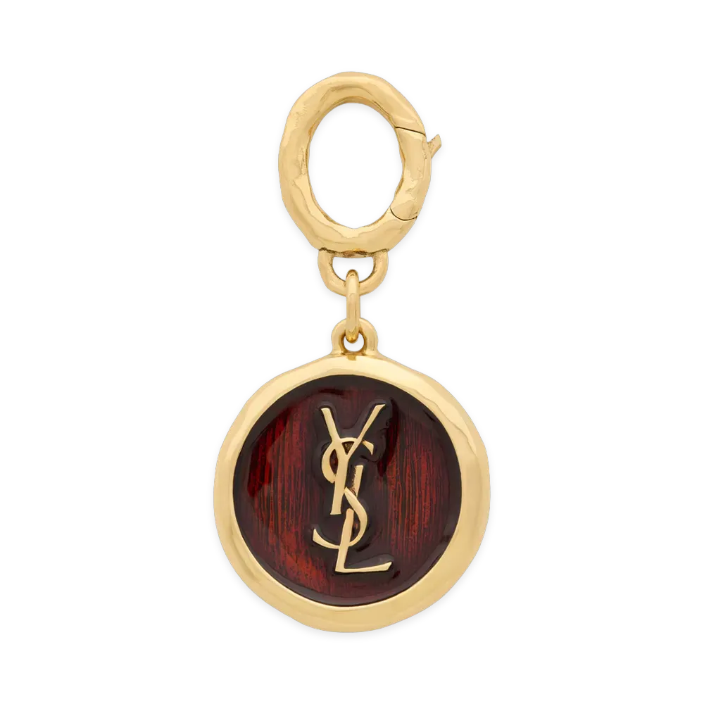 Saint Laurent Women's Cassandre Charm in Enamel and Metal "Gold"