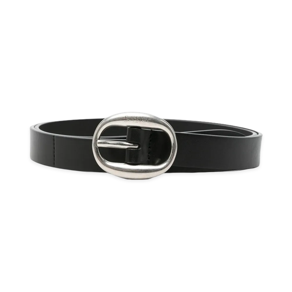 Saint Laurent Women's Oval Buckle Belt "Black"