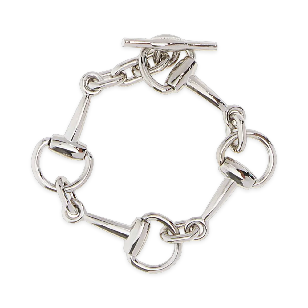 GUCCI Women's Metal Horsebit Bracelet "Silver"