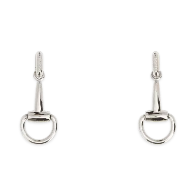 GUCCI Women's Metal Horsebit Earrings "Silver"