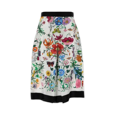 GUCCI Women's Printed Twill Bermuda Shorts "White"