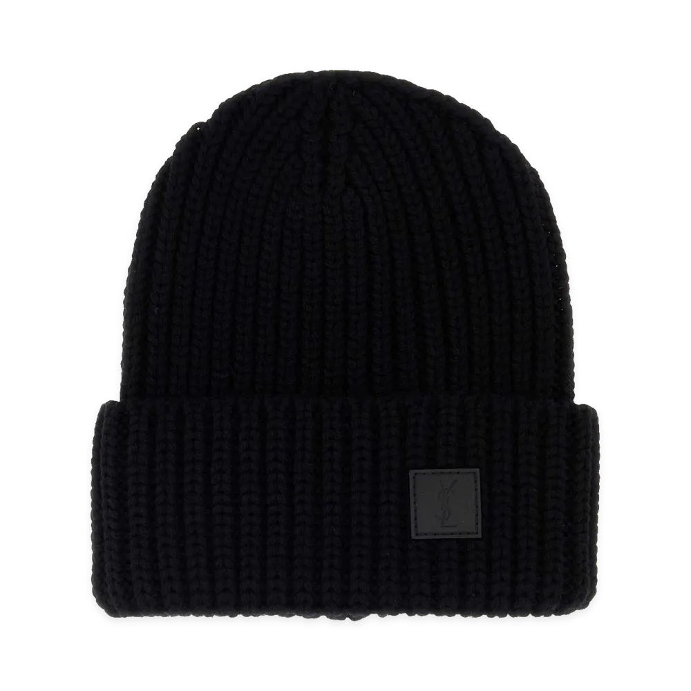 Saint Laurent Wool Beanie Hat "Black"