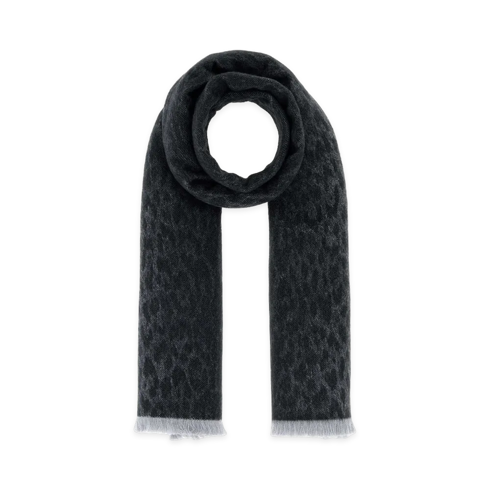 GUCCI Women's Embroidered Wool Scarf "Black"
