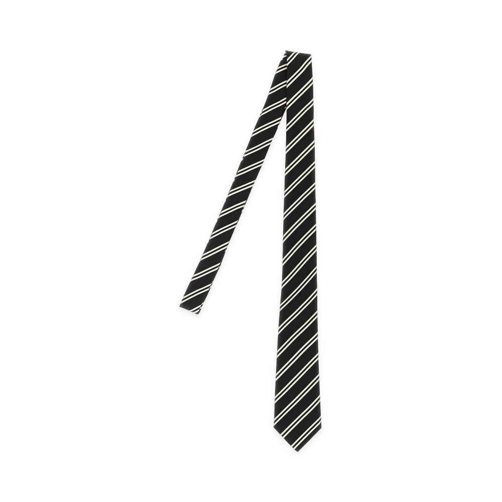 Saint Laurent Striped Tie "Black"