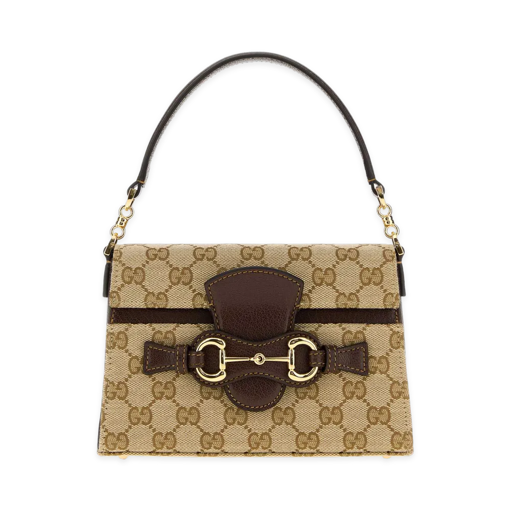 GUCCI Women's GG Fabric Small Horsebit Duomo Handbag "Beige"