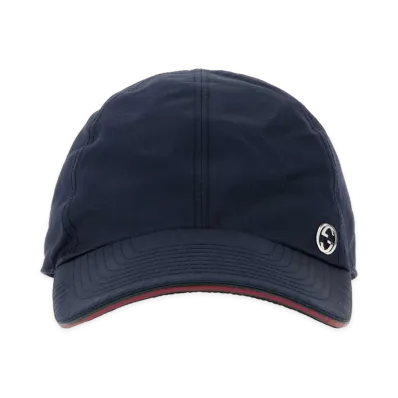 GUCCI Cotton Blend Baseball Cap "Navy Blue"