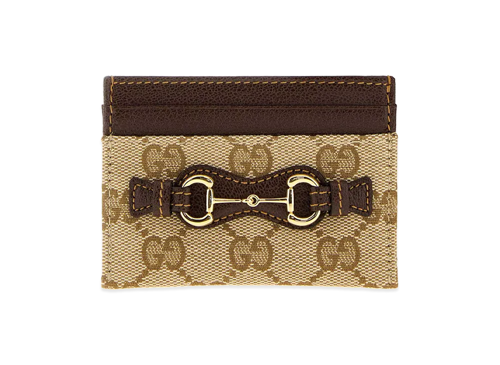 GUCCI Women's Card Case With Horsebit "Sand/Brown"