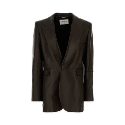 Saint Laurent Women's Leather Blazer "Brown/Chocolate"