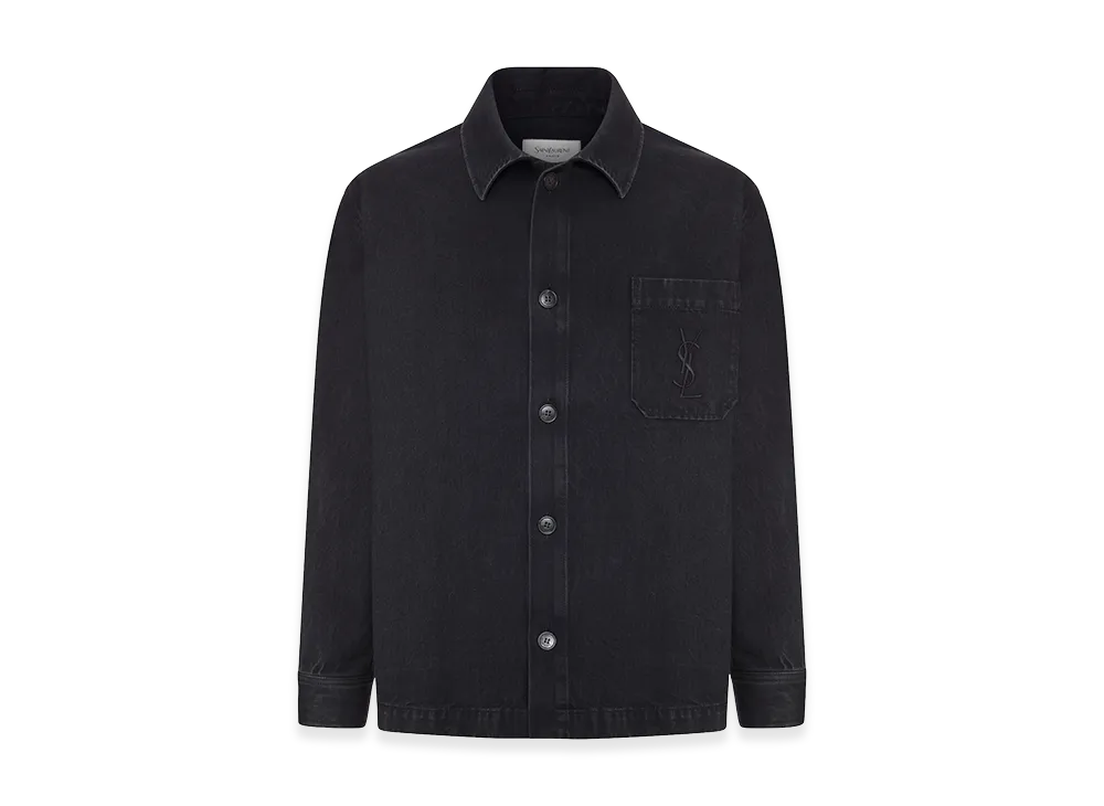 Saint Laurent Overshirt Cassandre In Denim "Black/Sand"