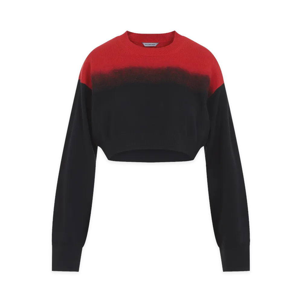 BALENCIAGA Women's Crewneck Sweater "Black/Red"