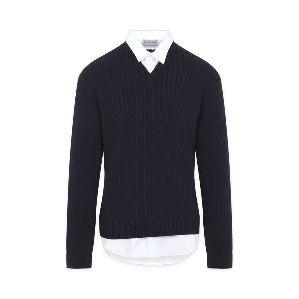 BALENCIAGA Hybrid Shirt Jumper "Navy/White"